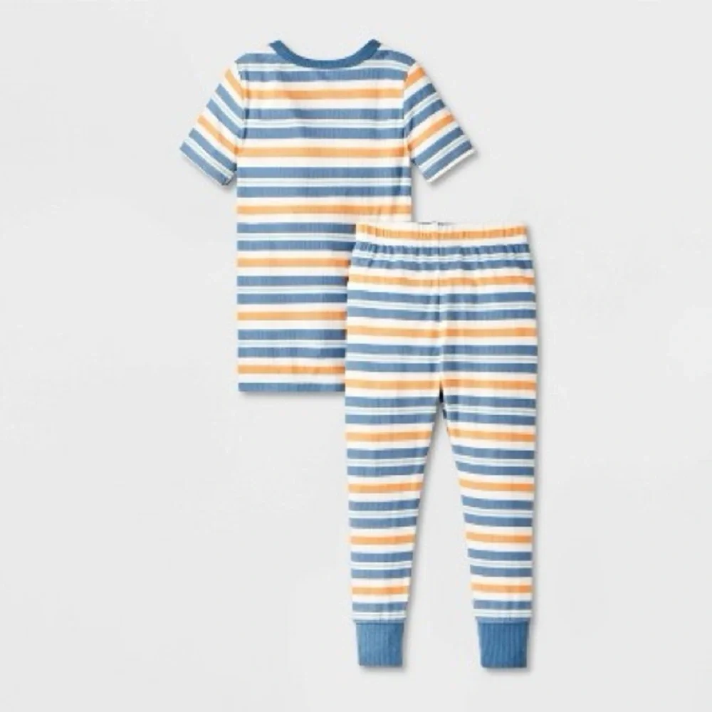 Toddler Boys' 4pc Dinos and Striped Ribbed Pajama Set